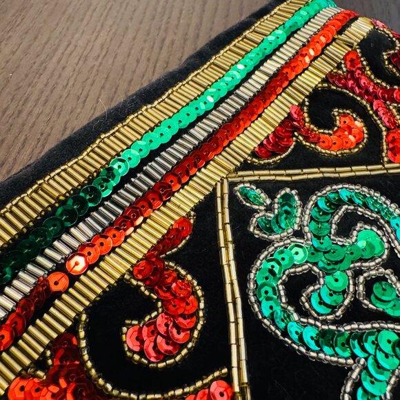 Vintage Christmas Stocking Bling Bling Red and Green Sequin Women Holiday Decor - Picture 3 of 5